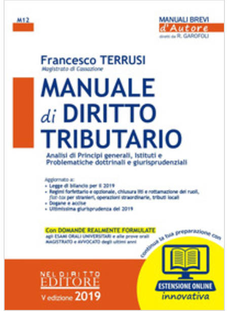 MANUALE DI DIRITTO TRIBUTARIO ANALISI DEI PRINCIPI GENERALI