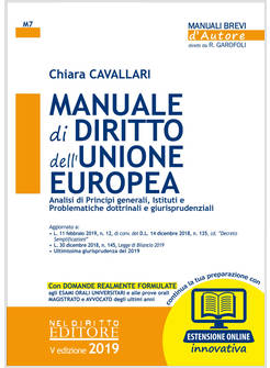 MANUALE DI DIRITTO DELL'UNIONE EUROPEA. ANALISI DEI PRINCIPI GENERALI