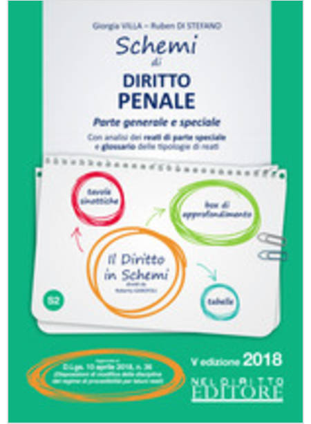 SCHEMI DI DIRITTO PENALE PARTE GENERALE E SPECIALE VI ED. 2019