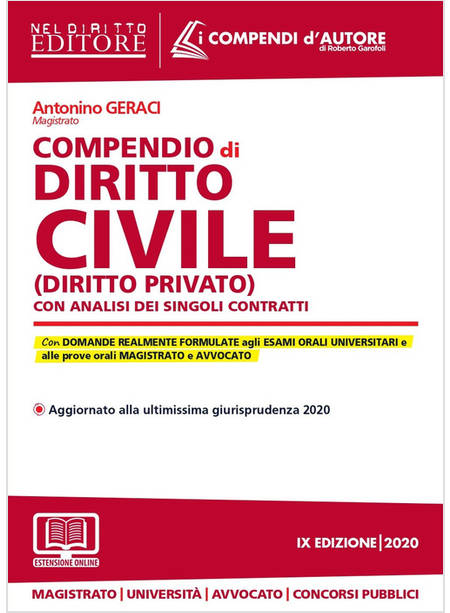 COMPENDIO DI DIRITTO CIVILE (DIRITTO PRIVATO)  IX EDIZIONE 2020