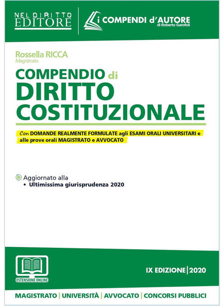 COMPENDIO DI DIRITTO COSTITUZIONALE IX EDIZIONE 2020