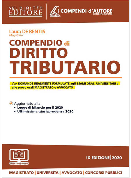 COMPENDIO DI DIRITTO TRIBUTARIO IX EDIZIONE 2020. CON ESPANSIONE ONLINE