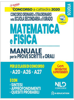 CONCORSO A CATTEDRA 2020: MATEMATICA E FISICA PER IL CONCORSO ORDINARIO