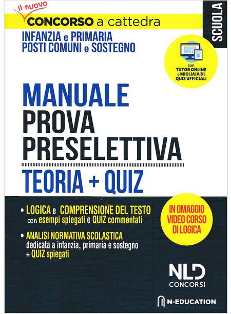 MANUALE PROVA PRESELETTIVA. CONCORSO ORDINARIO SCUOLA DELL'INFANZIA E PRIMARIA