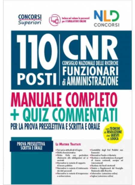 CONCORSO 110 POSTI CNR CONSIGLIO NAZIONALE DELLE RICERCHE FUNZIONARI