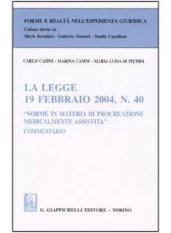 LEGGE 19 FEBBRAIO 2004 N 40 «NORME IN MATERIA DI PROCREAZIONE MEDICALMENTE (LA