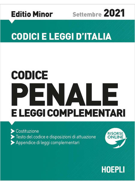 CODICE PENALE E LEGGI COMPLEMENTARI SETTEMBRE 2021 EDITIO MINOR