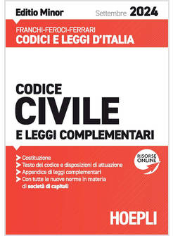 CODICE CIVILE E LEGGI COMPLEMENTARI SETTEMBRE 2024 MINOR CON ESPANSIONE