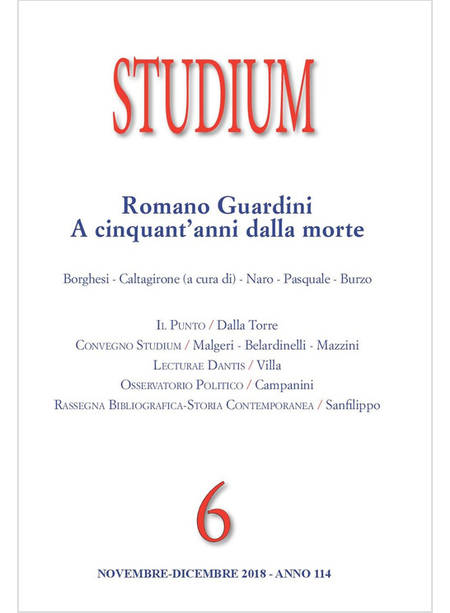 STUDIUM (2018). VOL. 6: ROMANO GUARDINI