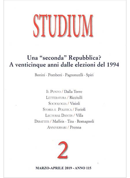 STUDIUM (2019). VOL. 2 MARZO APRILE 2019