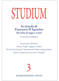 STUDIUM VOL. 3 2022: IN RICORDO DI FRANCESCO D'AGOSTINO RACCOLTA DI SAGGI