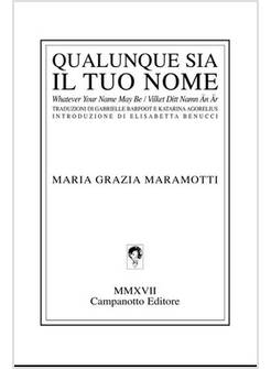 QUALUNQUE SIA IL TUO NOME - WHATEVER YOUR NAME MAY BE - VILKET DITT NAMN AN AR