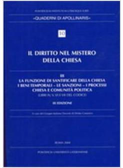 IL DIRITTO NEL MISTERO 3 DELLA CHIESA-III-FUNZIONE DI SANTIFICARE DELLA CHIESA