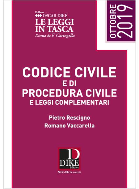 CODICE CIVILE E DI PROCEDURA CIVILE E LEGGI COMPLEMENTARI POCKET 2019