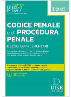 CODICE PENALE E DI PROCEDURA PENALE E LEGGI COMPLEMENTARI POCKET 2023