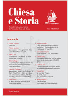 CHIESA E STORIA. RIVISTA DELL'ASSOCIAZIONE ITALIANA DEI PROFESSORI DI STORIA