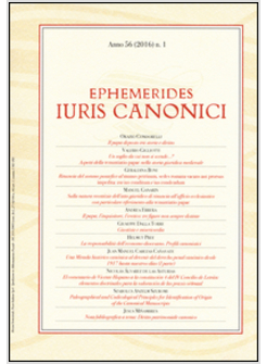 EPHEMERIDES IURIS CANONICI (2016). VOL. 1