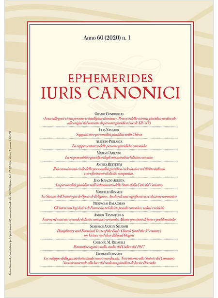 EPHEMERIDES IURIS CANONICI (2020). VOL. 1 ANNO 60