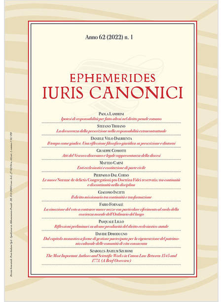 EPHEMERIDES IURIS CANONICI ANNO 62 (2022) N.1
