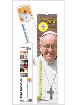 CALENDARIO CM 11 X 49 PAPA FRANCESCO SCRITTA GIALLA CON CROCE PETTORALE INCLUSA