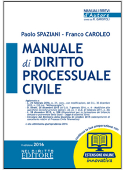 MANUALE DI DIRITTO PROCESSUALE CIVILE. CON AGGIORNAMENTO ONLINE