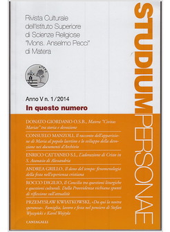 STUDIUM PERSONAE. RIVISTA CULTURALE DELL'ISTITUTO SUPERIORE DI SCIENZE RELIGIOSE