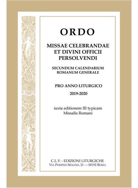 ORDO MISSAE CELEBRANDAE ET DIVINI OFFICII PERSOLVENDI SECUNDUM CALENDARIUM 19-20