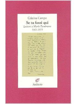 SE TU FOSSI QUI  LETTERE A MARIA ZAMBRANO 1961-1975