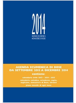 AGENDA ECUMENICA DI BOSE 2014