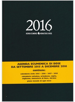 AGENDA ECUMENICA DI BOSE 2016