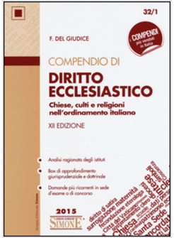 COMPENDIO DI DIRITTO ECCLESIASTICO. CHIESE, CULTI E RELIGIONI NELL'ORDINAMENTO