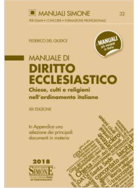 MANUALE DI DIRITTO ECCLESIASTICO XIX EDIZIONE 