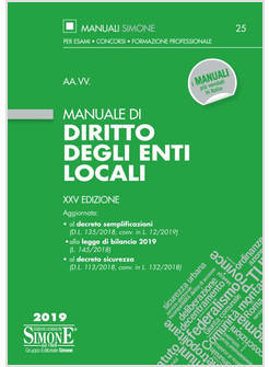 MANUALE DI DIRITTO DEGLI ENTI LOCALI. XXV EDIZIONE