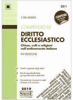 COMPENDIO DI DIRITTO ECCLESIASTICO. CHIESE, CULTI E RELIGIONI NELL'ORDINAMENTO