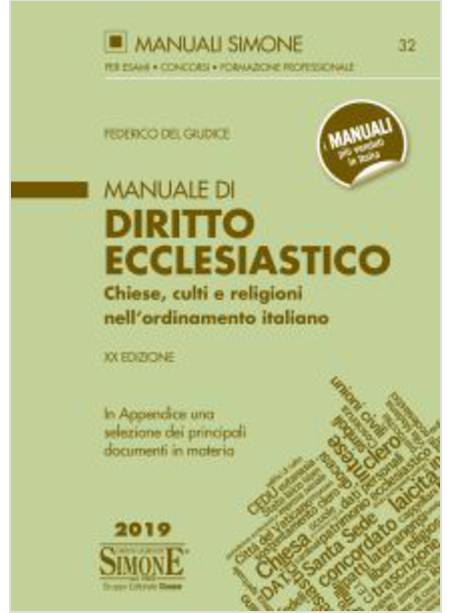 MANUALE DI DIRITTO ECCLESIASTICO CHIESE, CULTI E RELIGIONI NELL'ORDINAMENTO