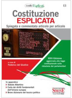 COSTITUZIONE ESPLICATA SPIEGATA E COMMENTATA ARTICOLO PER ARTICOLO