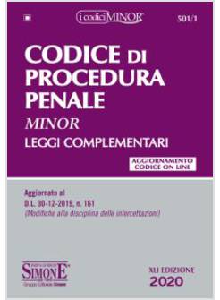 CODICE DI PROCEDURA PENALE MINOR. LEGGI COMPLEMENTARI