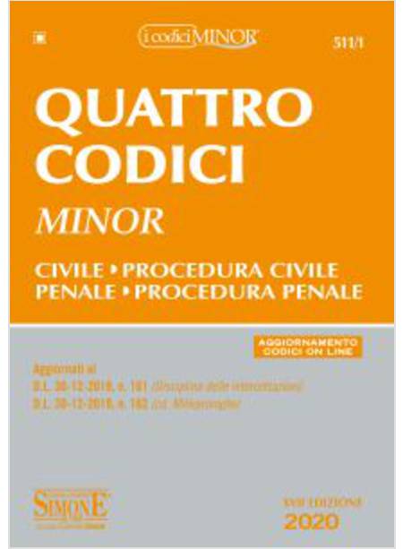 QUATTRO CODICI. EDIZ. MINOR. CON AGGIORNAMENTO ONLINE