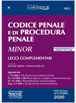 CODICE PENALE E DI PROCEDURA PENALE MINOR LEGGI COMPLEMENTARI