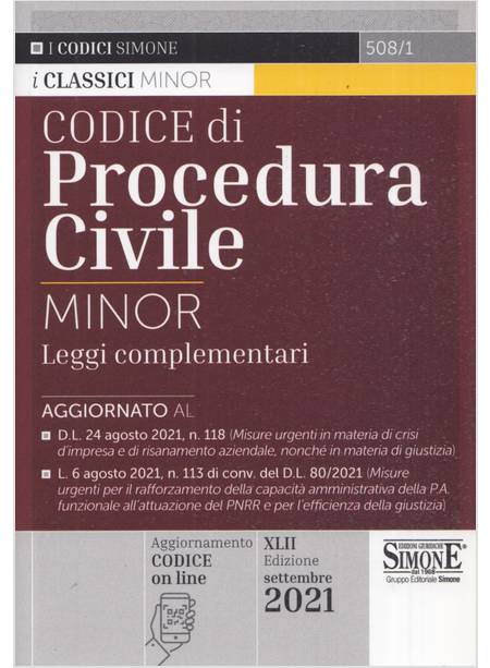 CODICE CIVILE E DI PROCEDURA CIVILE MINOR LEGGI COMPLEMENTARI