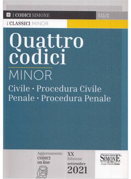 QUATTRO CODICI MINOR CIVILE PROCEDURA CIVILE PENALE PROCEDURA PENALE