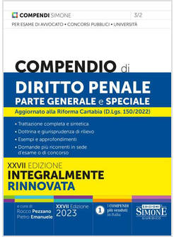 COMPENDIO DI DIRITTO PENALE PARTE GENERALE E SPECIALE
