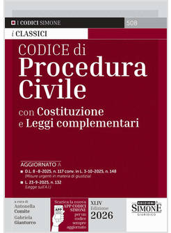 CODICE DI PROCEDURA CIVILE CON COSTITUZIONE E LEGGI COMPLEMENTARI