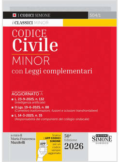 CODICE CIVILE. EDIZ. MINOR. CON APP CODICI SIMONE PER UN CODICE SEMPRE AGGIORNAT
