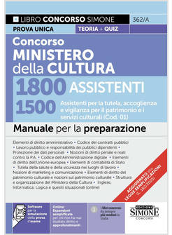CONCORSO MINISTERO DELLA CULTURA 1800 ASSISTENTI. 1500 ASSISTENTI PER LA TUTELA