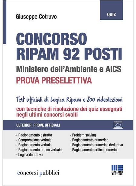 CONCORSO RIPAM 92 POSTI. MINISTERO DELL'AMBIENTE E AICS. PROVA PRESELETTIVA