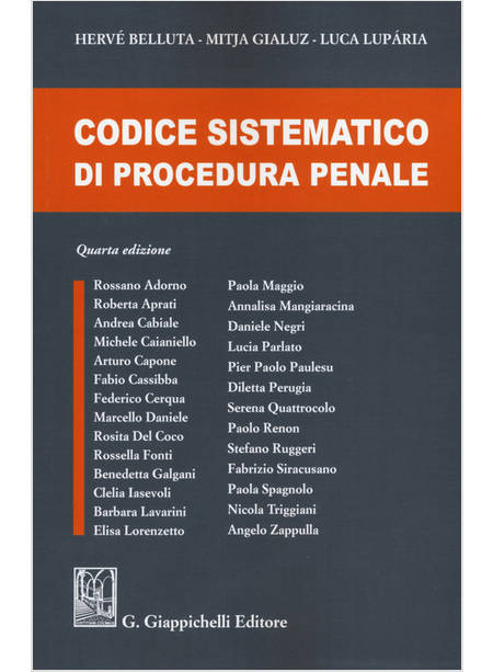 CODICE SISTEMATICO DI PROCEDURA PENALE