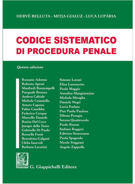 CODICE SISTEMATICO DI PROCEDURA PENALE