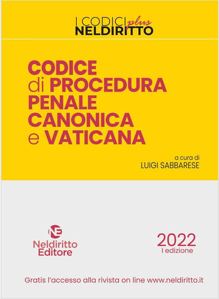 CODICE DI PROCEDURA PENALE CANONICA E VATICANA