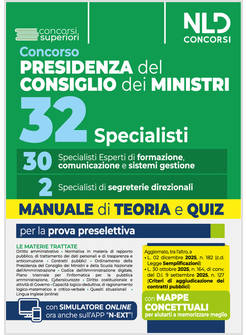 CONCORSO 32 SPECIALISTI PRESIDENZA DEL CONSIGLIO DEI MINISTRI